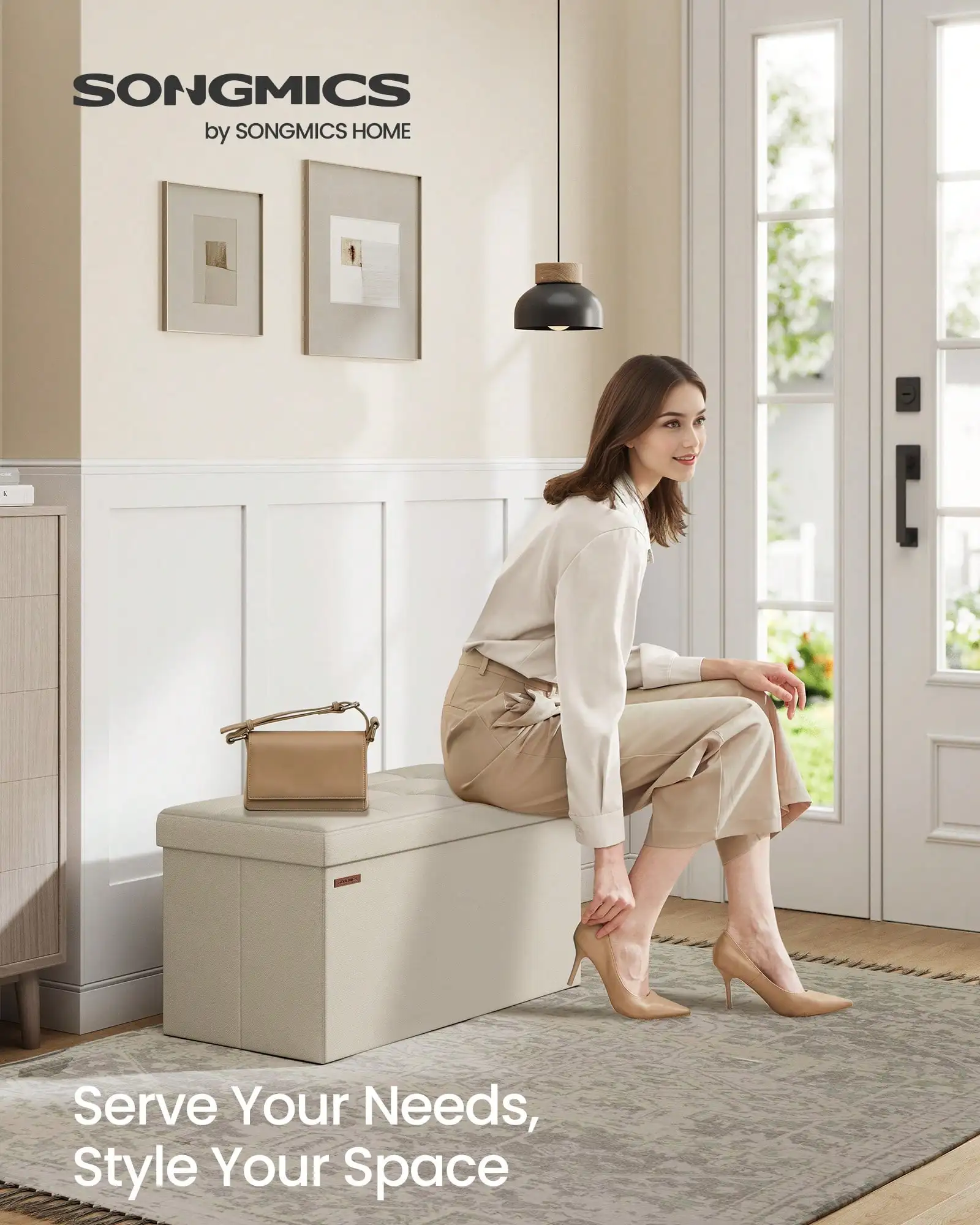 

30 Inches Folding Storage Ottoman Bench, Storage Chest, Foot Rest Stool, Dark Gray,Black,Beige,Dark Blue,Light Taupe,Li