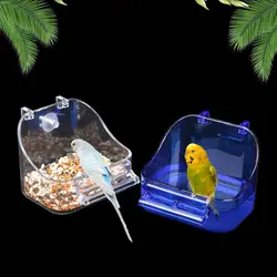 Birds Bath Cage Plastic Parrot Hanging Food Container Birds Bathtub Small Animal Grooming Accessories