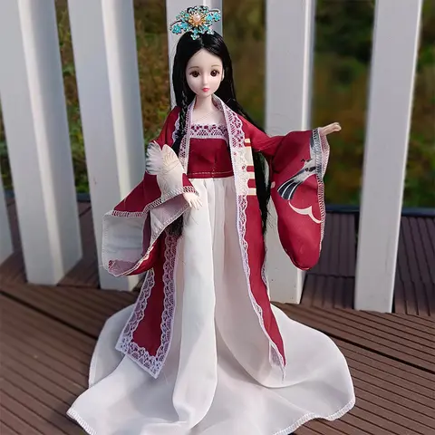 1/6 BJD Chinese Ancient Doll with Hanfu Clothes Headdress Shoes Fairy Doll 30cm Princess Doll Toys for Girls Birthday Gifts