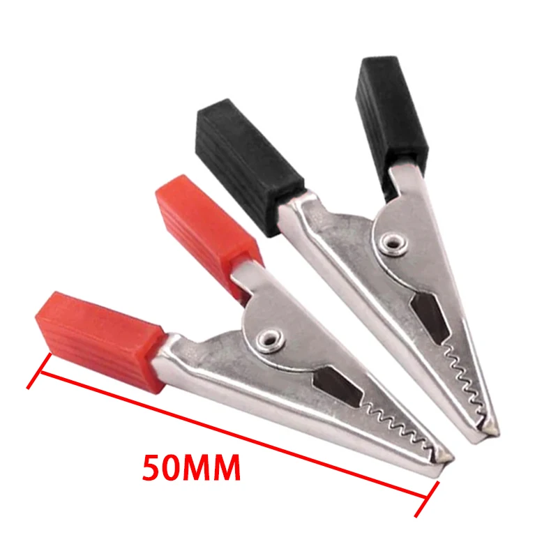 10PCS Small/Large Insulated Crocodile Clips Plastic Handle Cable Lead Testing Metal Alligator Clips Clamps 35/50MM Length