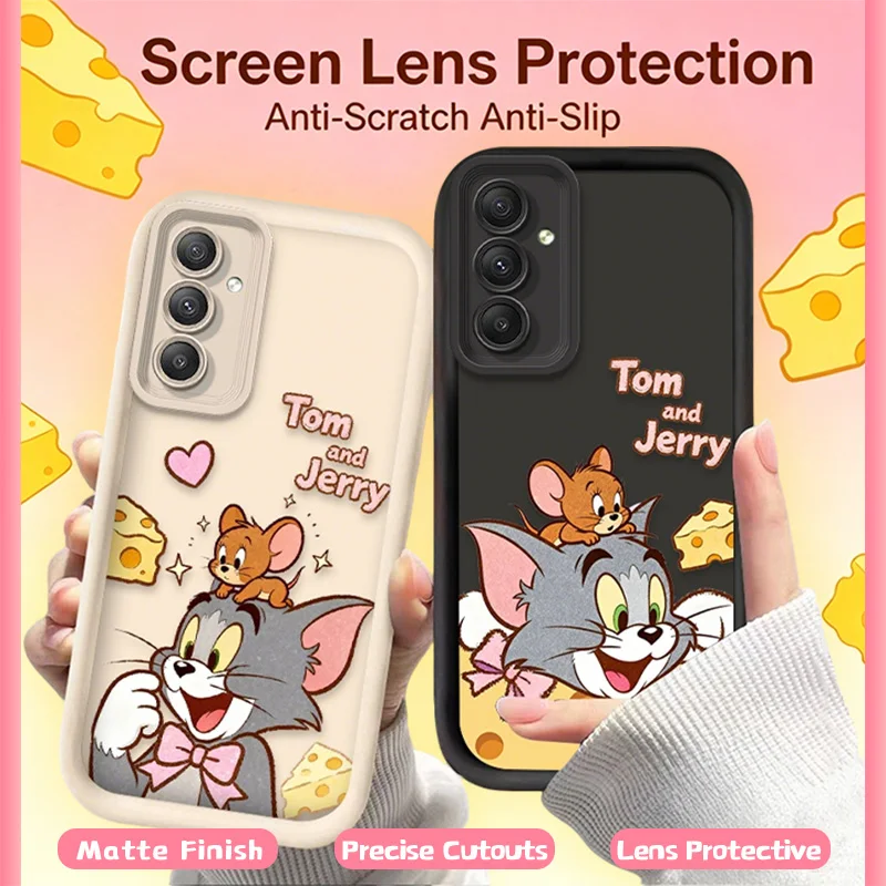 Cute Tom and Jerry ins wind Case For Samsung Galaxy A16 A26 A36 A56 A05 A05S A15 A25 A35 A55 A54 A34 A24 A14 A13 A52 A52S A51