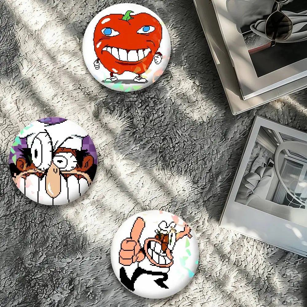Game Pizza Tower Cartoon The Noise Laser Badge Pins Handmade Brooches for Backpack Gifts Bag Decor Fans Collect