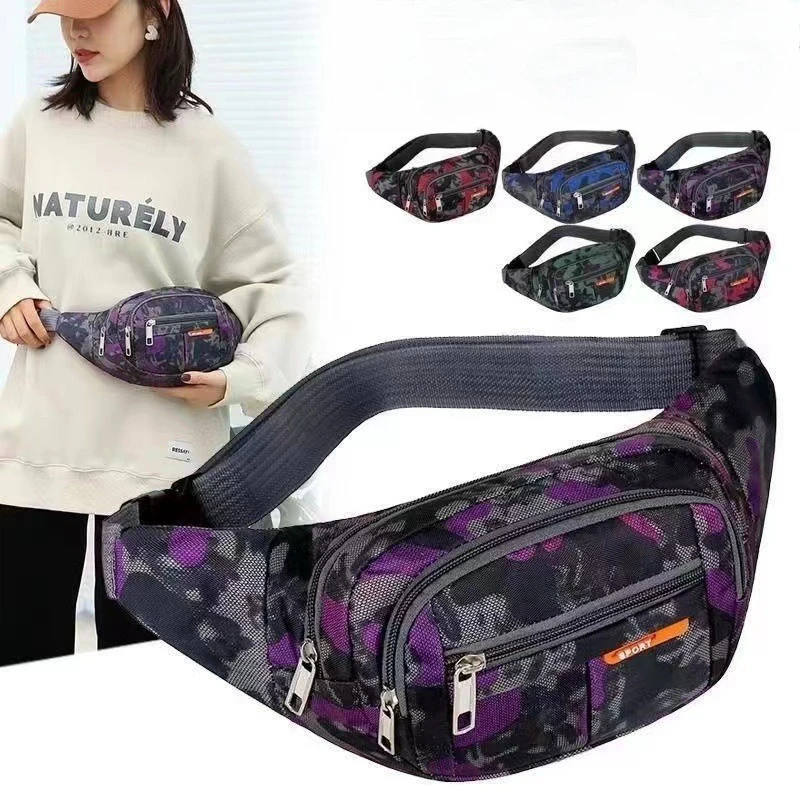 Sports Oxford waterproof waist bag men's and women's multi-functional crossbody bag waterproof multi-layer coin purse