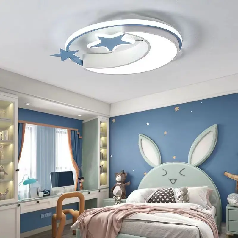 Lua e estrela LED luz de teto, luminária para quarto das crianças, quarto do bebê, lâmpada da menina, iluminação infantil