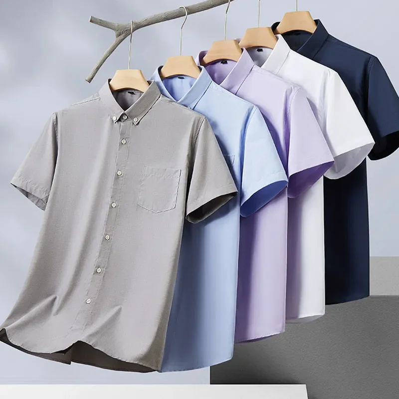 

Plus Size 160KG Summer Men Short Sleeved Shirt Oversized Business Loose Shirts