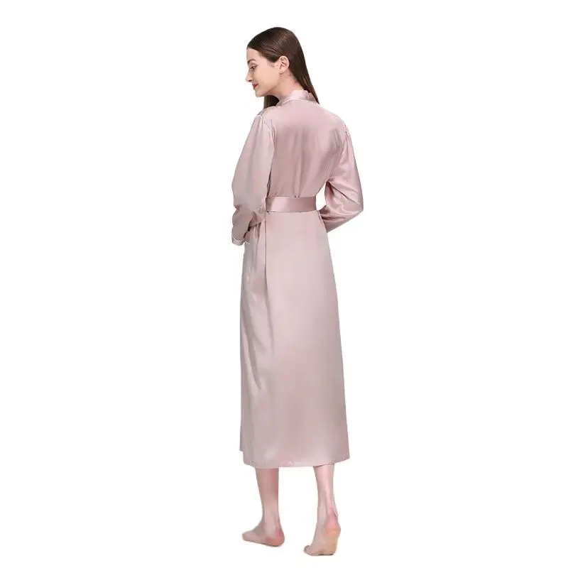 Birdtree 19 Momme 100%Pure Mulberry Silk Long Robe for Women Silky Sleepwear Ladies Elegant Nightgown Natural Pajamas P36089QM