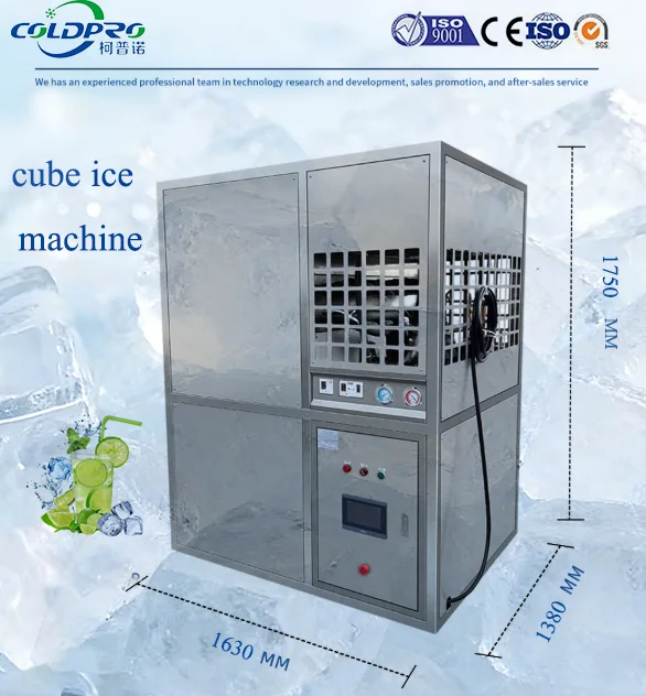 

1ton Cube Ice Machine With Water Cooling PLC Control 380V/50Hz/3P Cheap Cost For Food & Beverage Applications Square Ice Maker