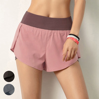Women Running Shorts 2-in-1 with Pocket Wide Waistband Coverage Layer Liner Lounging Sport Yoga Leggings Gym Home Sportswear