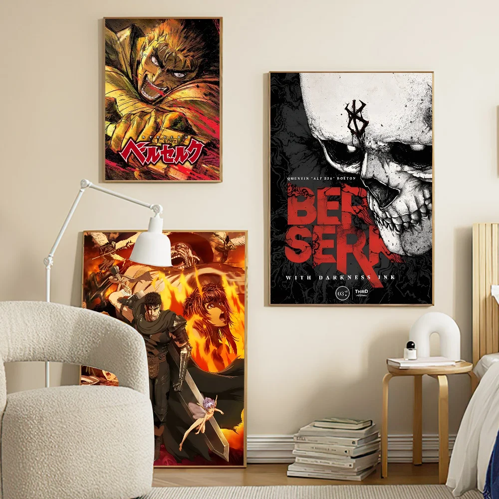 Ultra Comfortable Japanese Art Wall BERSERK Whitepaper Poster Waterproof Paper Sticker Coffee House Bar Posters Wall Stickers