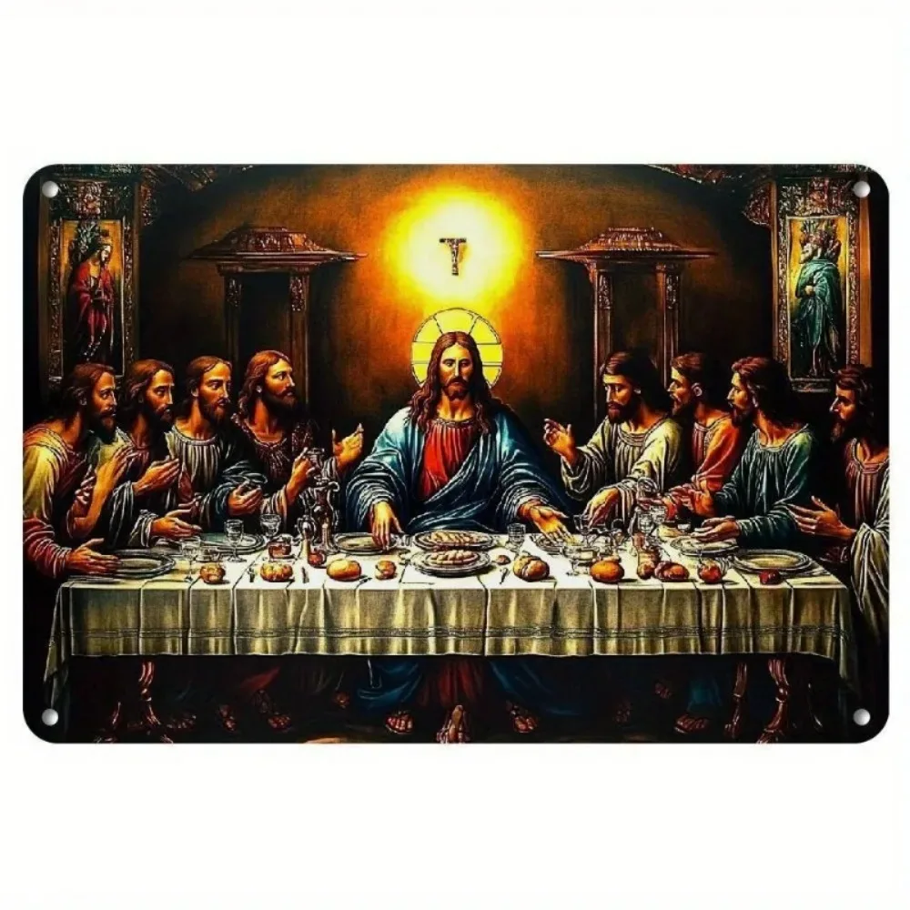 CIFBUY Religious The Last Supper Aluminum Wall Art, Waterproof Metal Sign for Home Church Decor