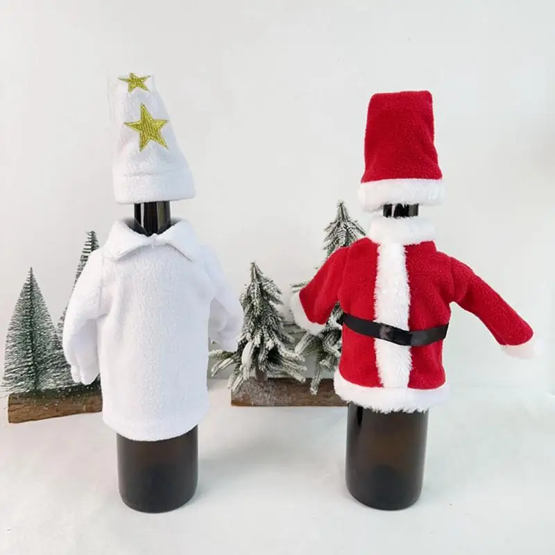 Christmas Wine Bottle Decor Wine Bottle Coat Hat Christmas Wine Bottle Clothes Hat Decorative Bottle Toppers For Parties Favors