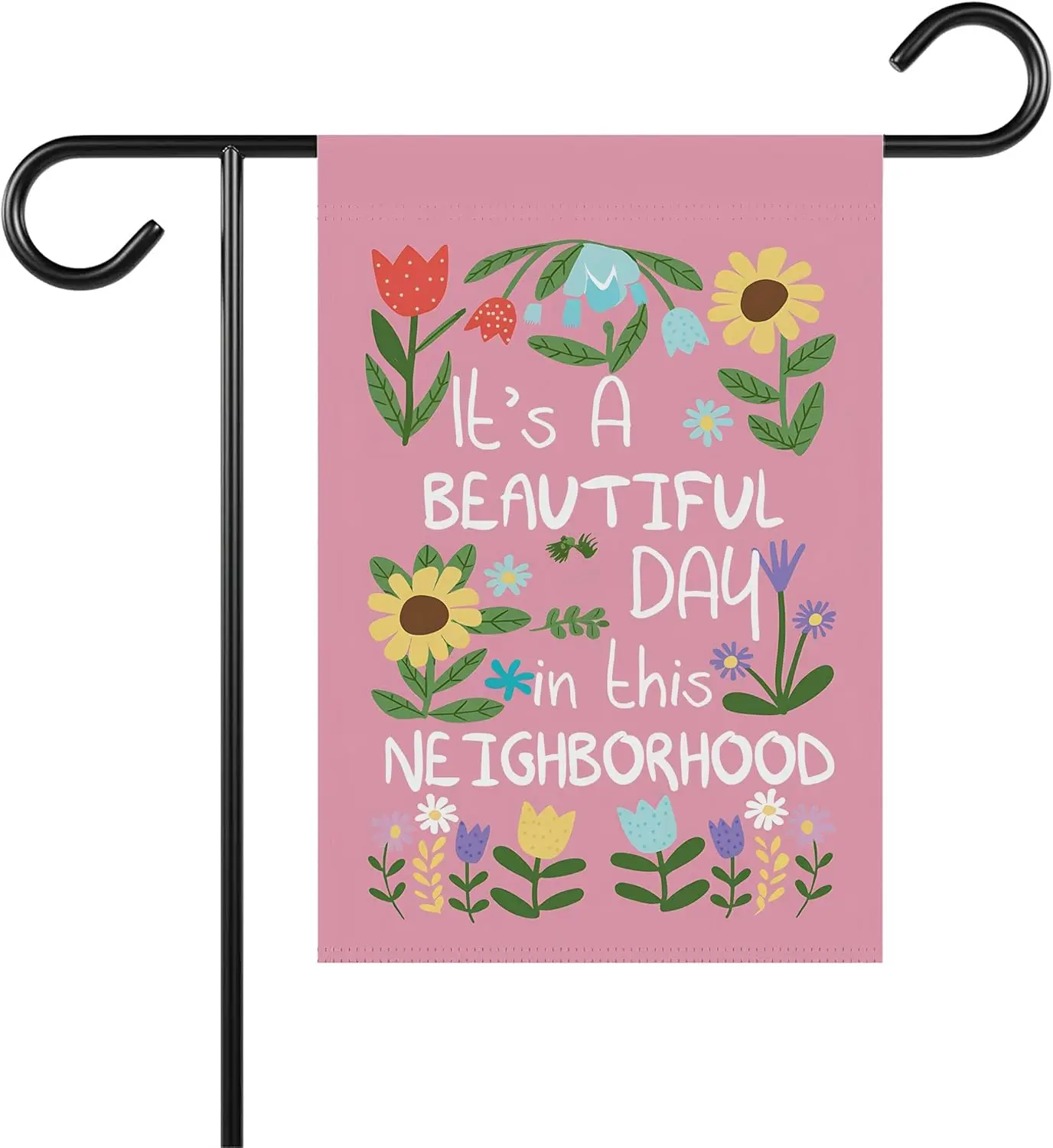 It's A Beautiful Day In This Neighborhood Garden Flag - Retro Flower Flag - Welcome Porch Sign - Matisse Floral Decor -  XXP SSL