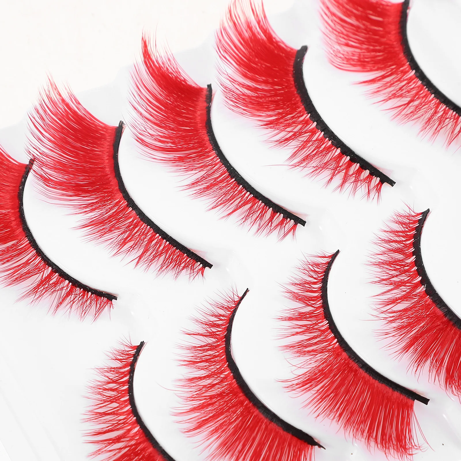 5 pares de pestañas postizas de Manga de colores, pestañas postizas cortas de aspecto Natural, pestañas postizas de hadas rizadas para Cosplay, accesorios de maquillaje para fiesta de Halloween