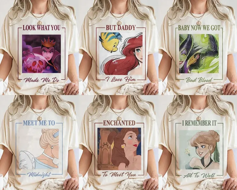 في عصر الأميرة الخاص بي الكرتون المطبوعة تي شيرت ريترو ارييل الأميرة شخصية عطلة قصيرة الأكمام الرجعية بلوزات على الموضة الملابس