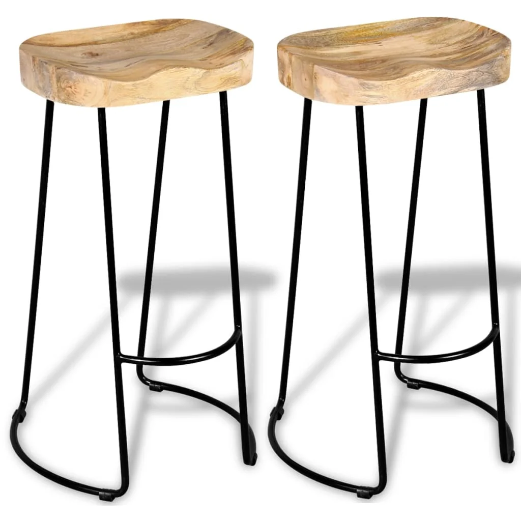 Bar Stool Chair Counter Stools Set of 2 Kitchen Decor for Counter Solid Mango Wood
