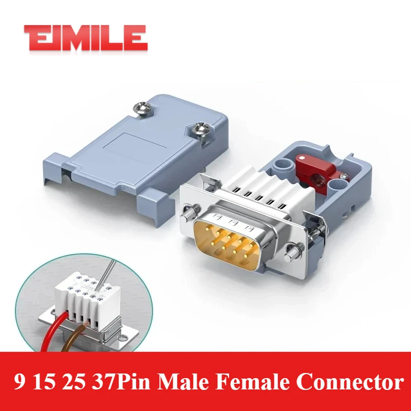 DB9 DB15 DB25 DB37 Male Female Connector 9 15 25 37Pin Solderfree Terminal Plug Adapter Industrial RS232 Serial Port Head Joint