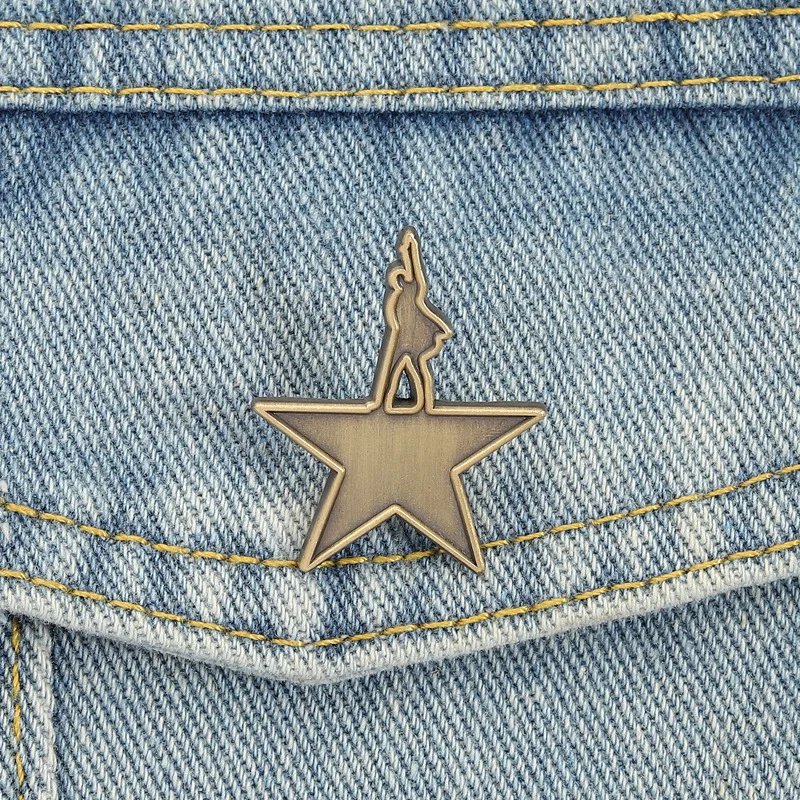 Retro Five-Pointed Star Character-Shaped Badges, Classic Character Series Pins, Accessory for Clothing Bags, Gift for Friends