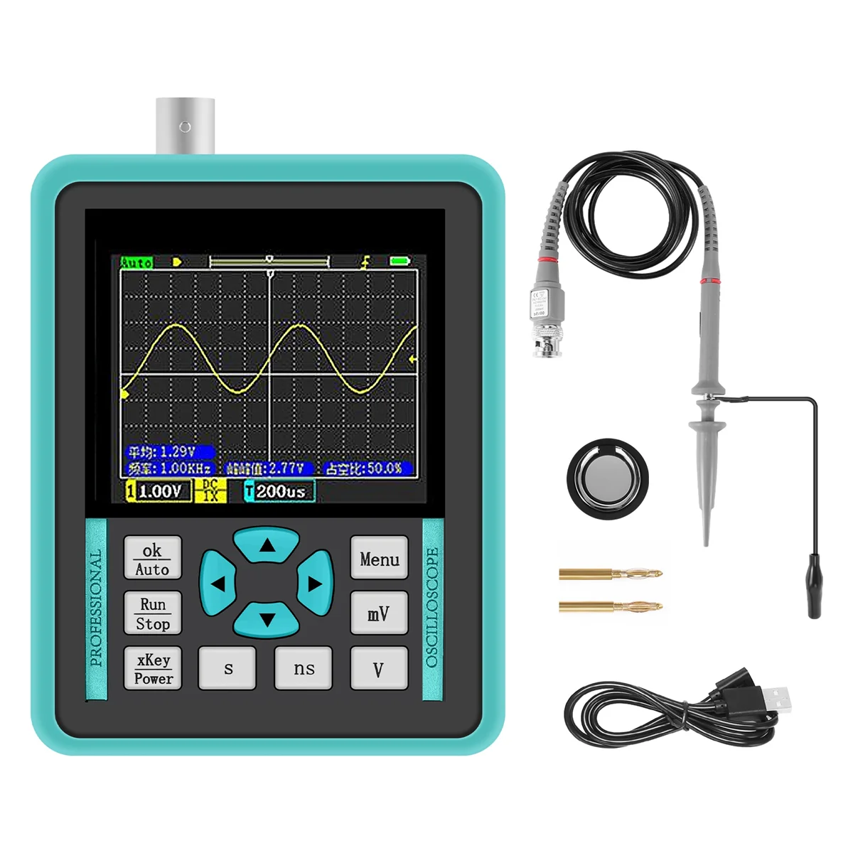 

2.4-Inch Display 100M Bandwidth 500M Sampling Auto Repair DIY Inspection Teaching Mini Handheld Digital Oscilloscope