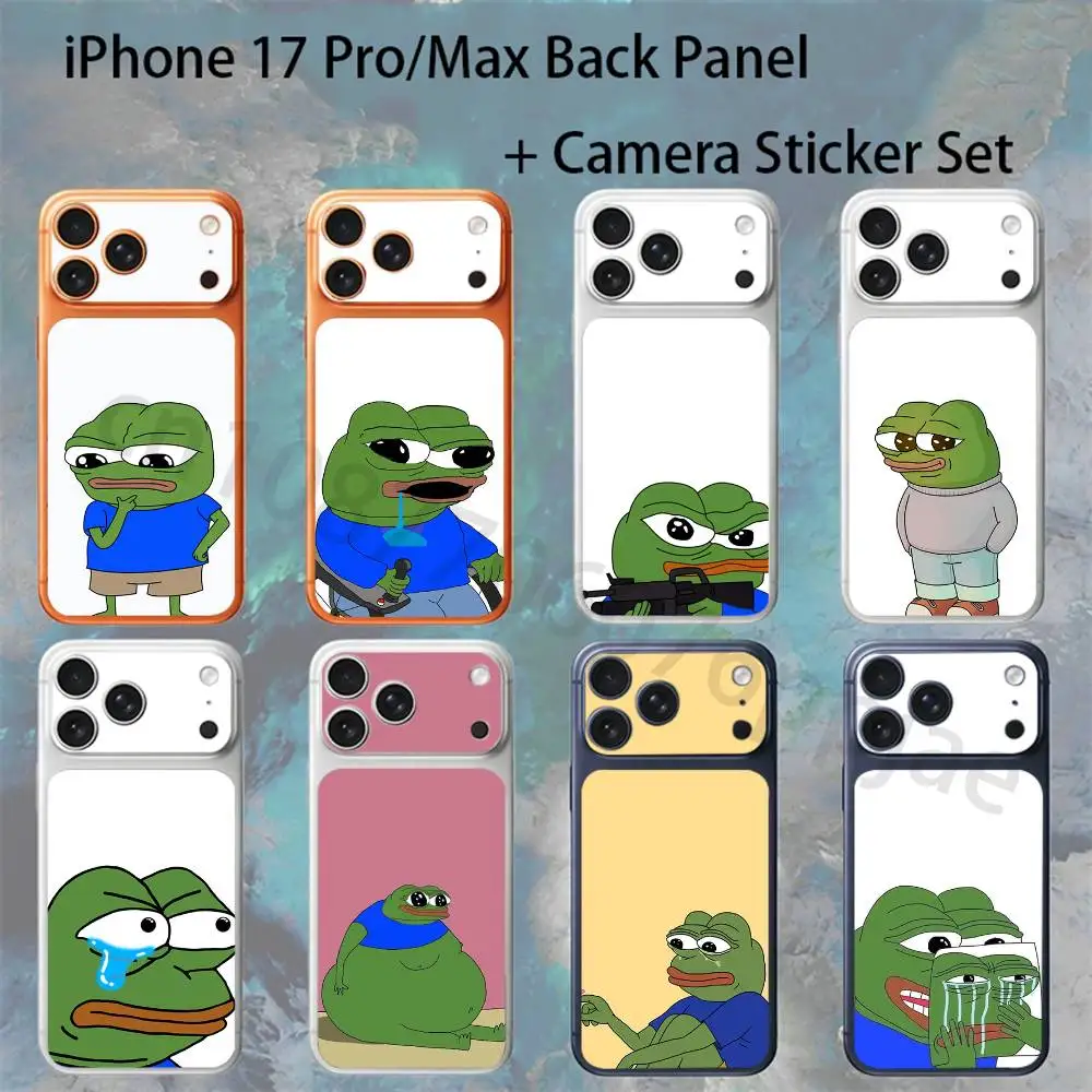 

Funny P-Pepe Frog Sad For iPhone 17 Pro /Max Battry Back Cover with Camera Decal Skin Rear Protective Sticker Film