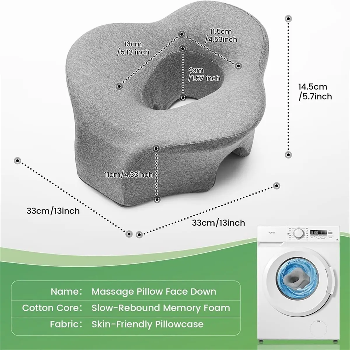 Face Down Pillow Massage Headrest for Bed, Dual Exhaust Holes Memory Foam BBL Massage Pillow for Massage Table