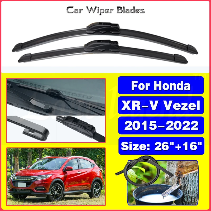 

Car Front Windscreen Windshield Windows Wiper Blade For Honda XR-V Vezel RU 2015 2016 2017 2018 2019 2020 2021 2022 26"+16"