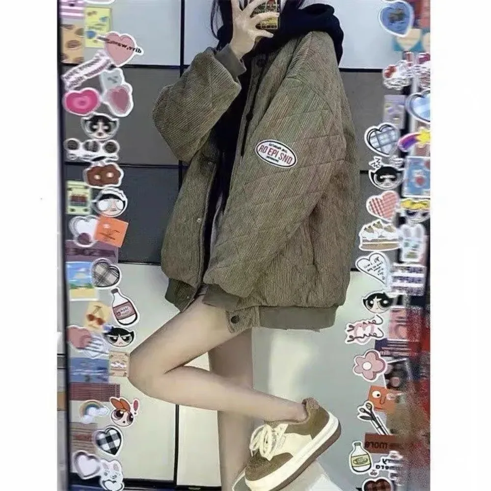 

Пальто женские, зимние 2026, куртки, вельветовые топы, верхняя одежда, куртка в стиле Харадзюку, ретро, пальто с капюшоном, свободное, дешевое, оптовая продажа