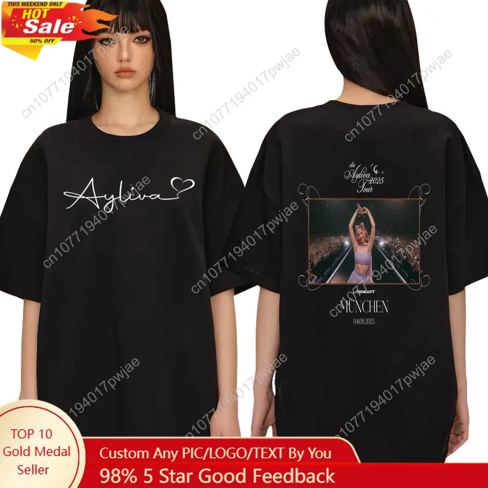 Chanteur Ayliva Tour 2025 t-shirts gothique à manches courtes surdimensionné T-shirt hommes femmes à la mode graphique Streetwear imprimé décontracté Y2K hauts