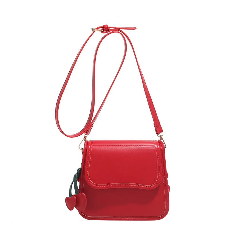 High Quality Retro Red PU Crossbody Bag 2024 Women\'s Light Luxury Magnetic Buckle Flap Underarm Bags Versatile Commuting Handbag