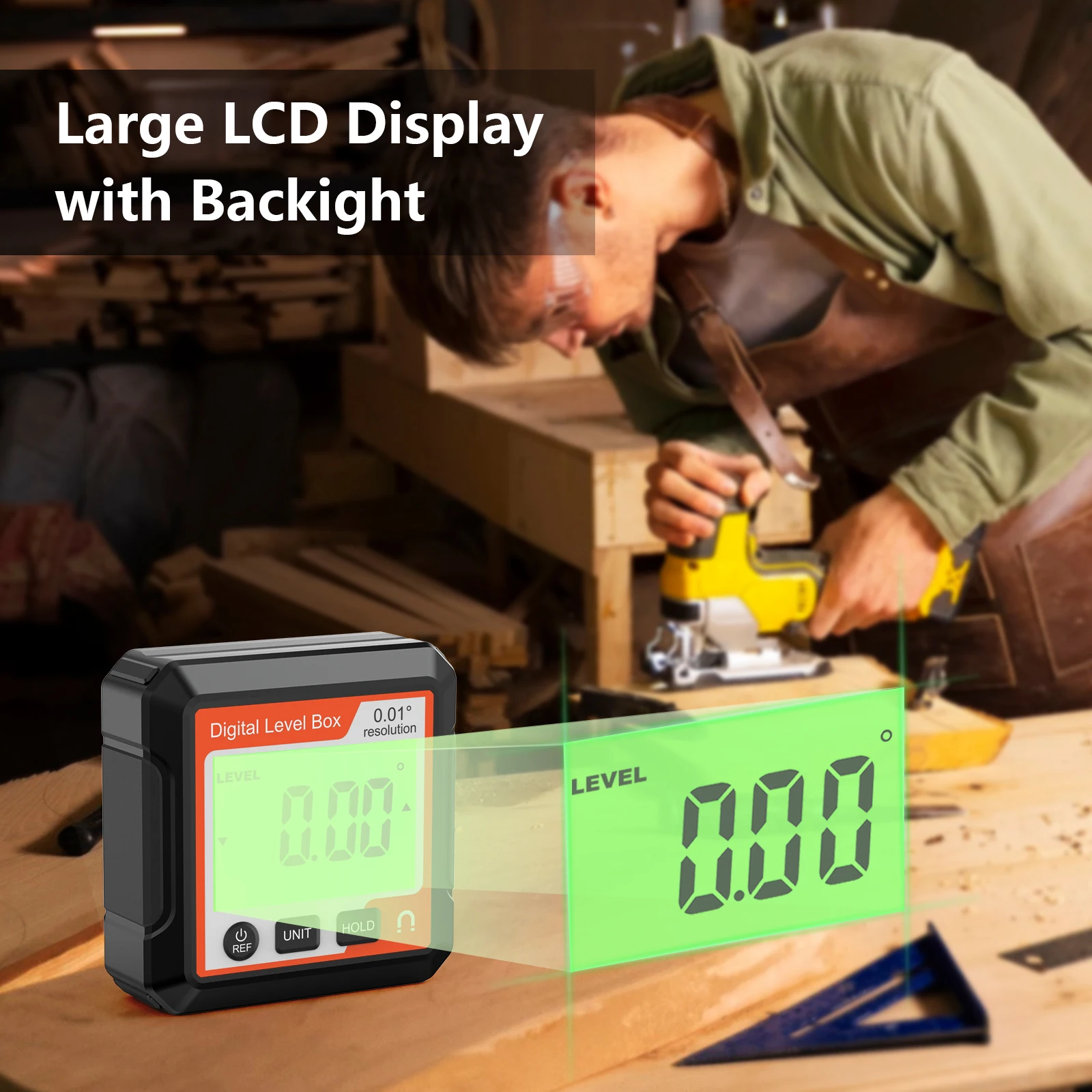 Imagem -03 - Digital Electronic Level And Angle Gauge Angle Finder Base Magnética Display Lcd Backlight para Carpintaria e Construção