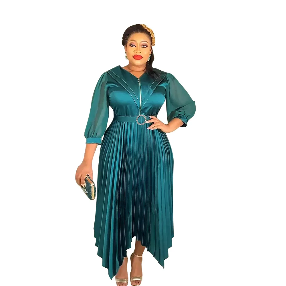 Dashiki African Dresses for Women 2024 African 3/4 Sleeve V-neck Party Evening Long Dress Gowns Outfits African Clothes L-3XL