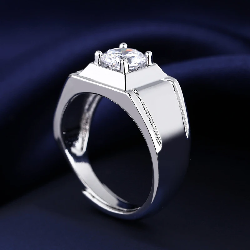 Bague en argent 925 avec pierres précieuses pour hommes, style simple, accessoires de bijoux, fiançailles de mariage, cadeau de fête pour patients