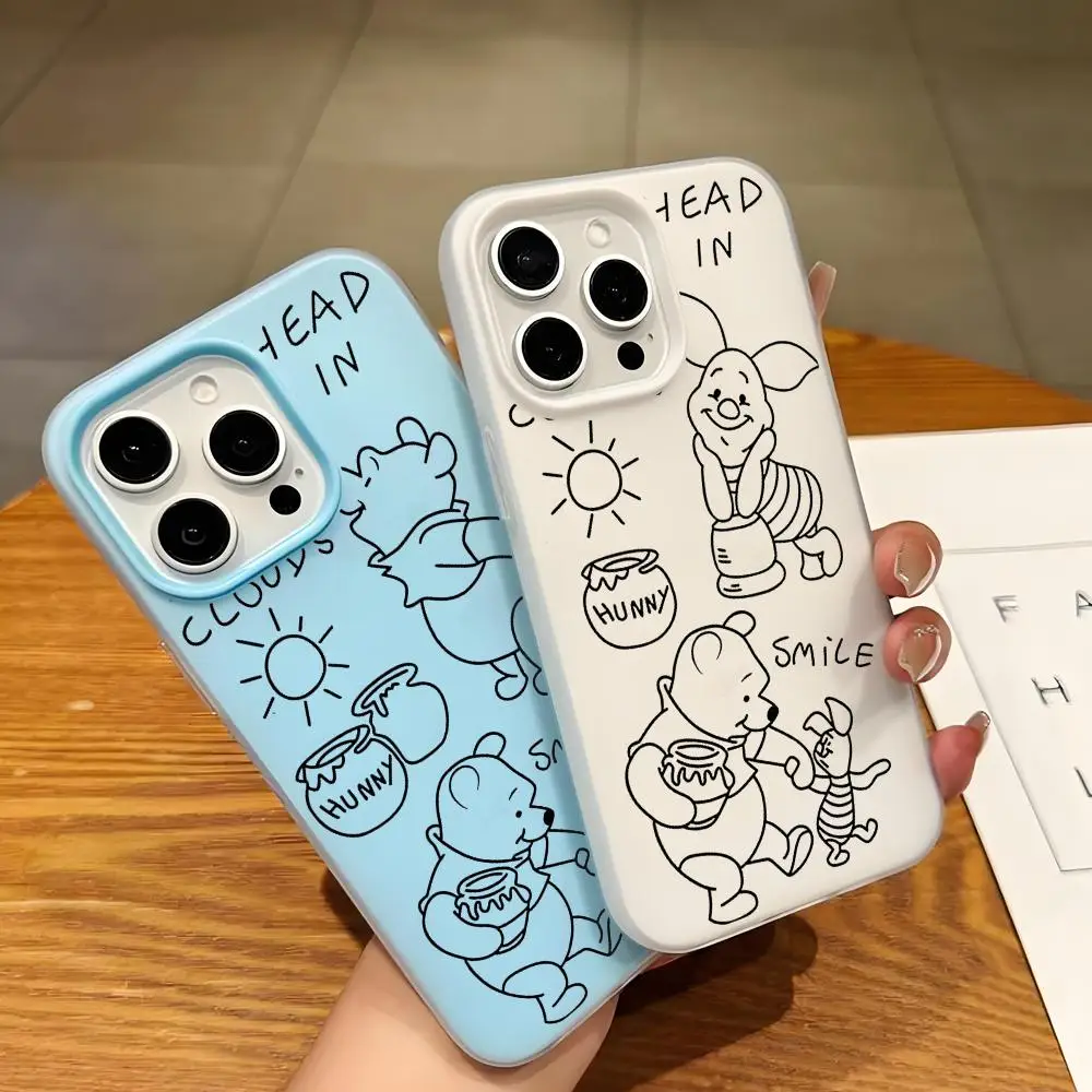 Niedliche Winnie Puuh Honig-Gelee Silikon-Handyhülle für iPhone 17 Pro Max 15 14 13 12 11 16 Pro Plus 17 Air Bumper Cover