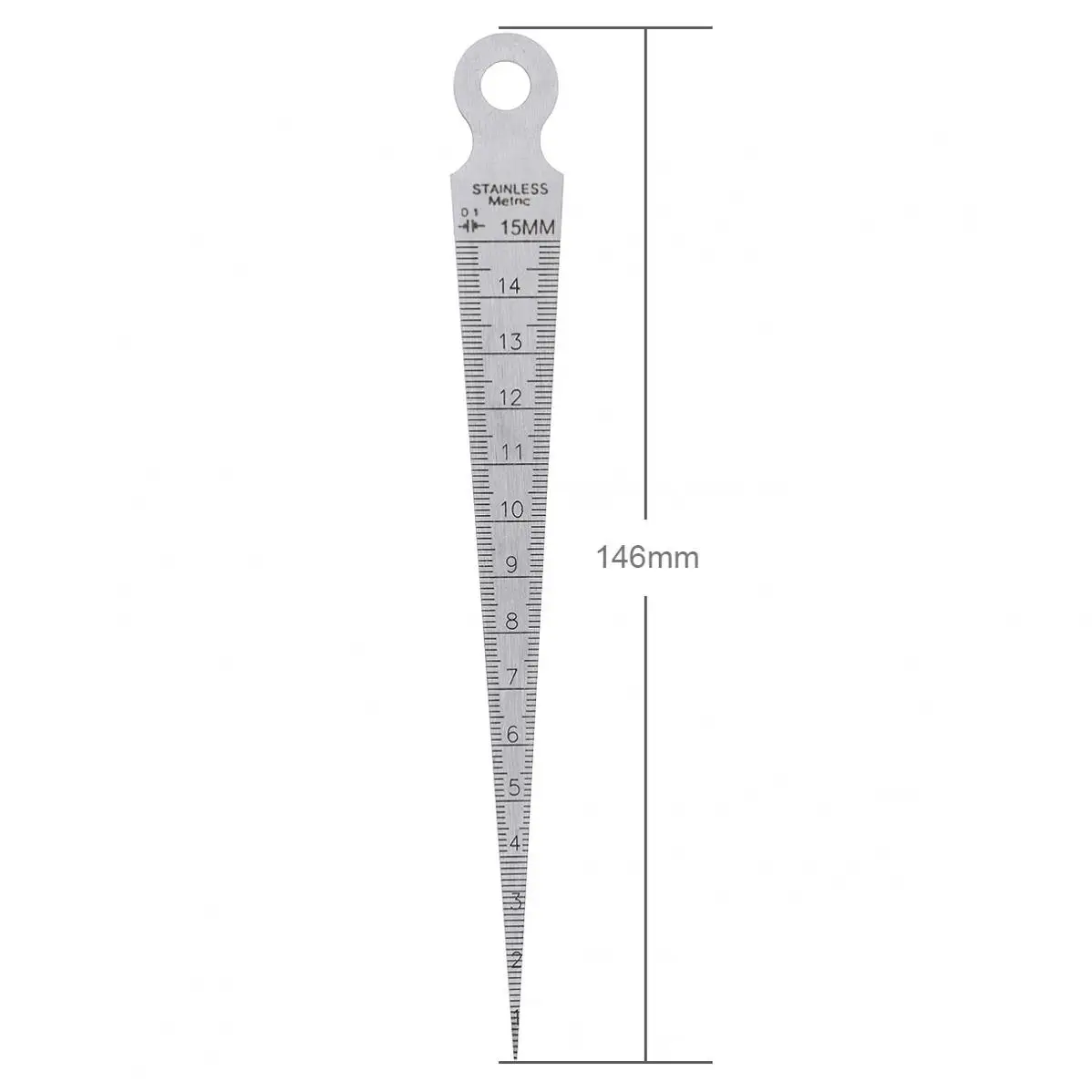 Stainless Steel Wedge Feeler Aperture Gauge with Imperial / Metric Double Sided Scale for Hole Gap Measuring Tools