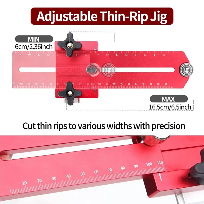 ABYP Thin Rip Jig Tischkreissäge Jig Tischkreissäge Jig Guide Tischkreissäge Thin Strip Jig Thin Rip Jig Tischkreissäge für 3/8" X 3/4" T-Nut