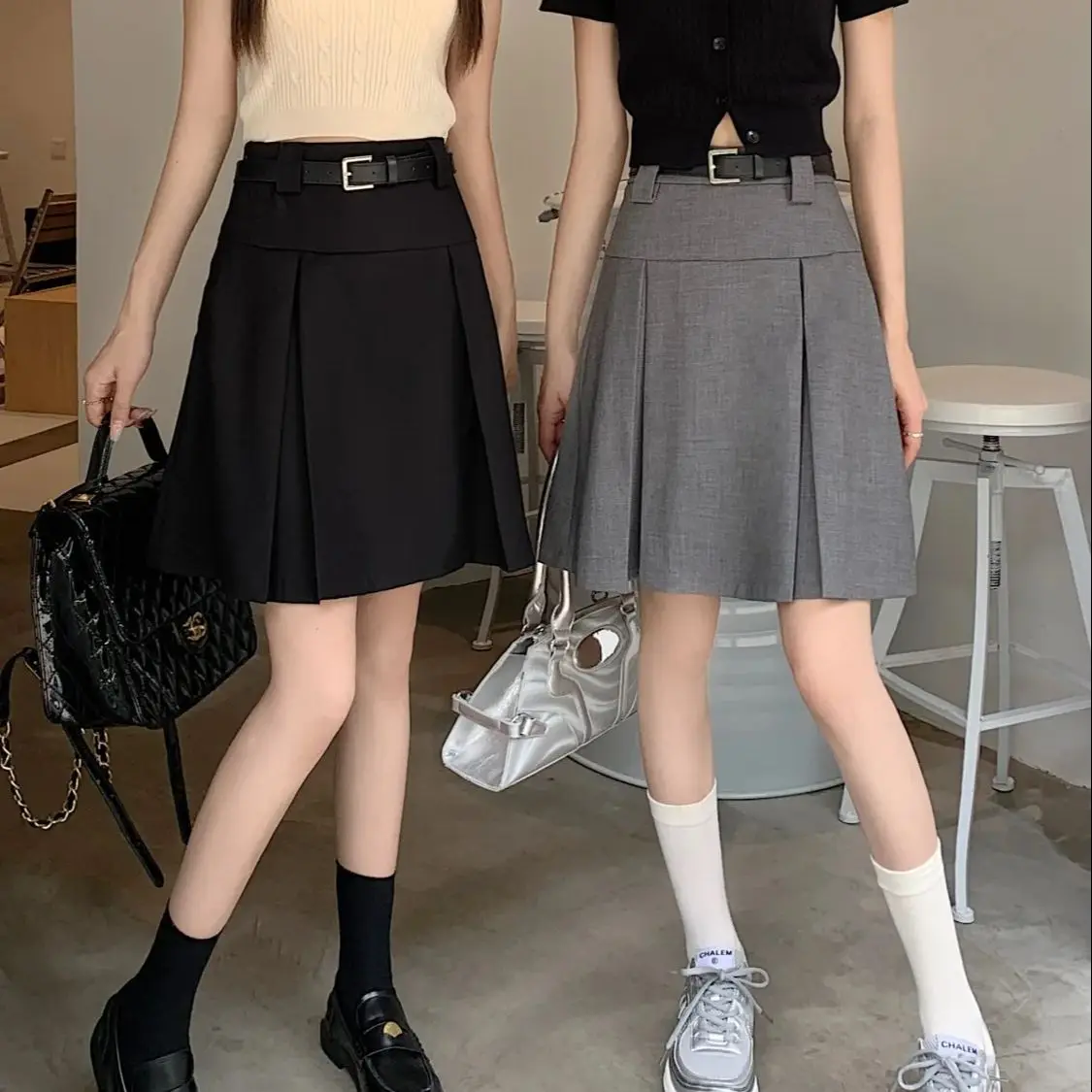 Preppy Style Pleated Skirts High Waist Women Summer Spring Retro Japanese Fashion Vintage Harajuku High Quality Skirt