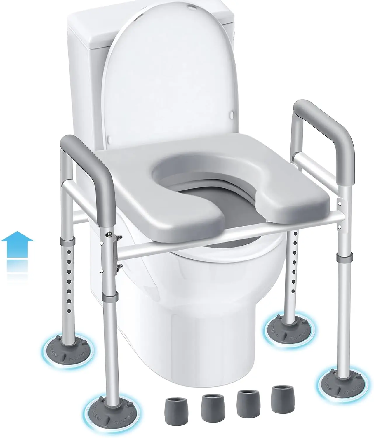 

Toilet Seat Risers for Seniors Elongated, Raised Toilet Seat with Handles, Toilet Safety Frames & Rails for Elderly and Handicap