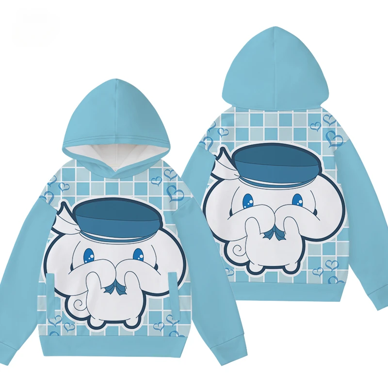 3D cartoon anime Sanrio Cinnamoroll hooded hoodie for male and female couples children\'s parent-child hoodies clothing Tees