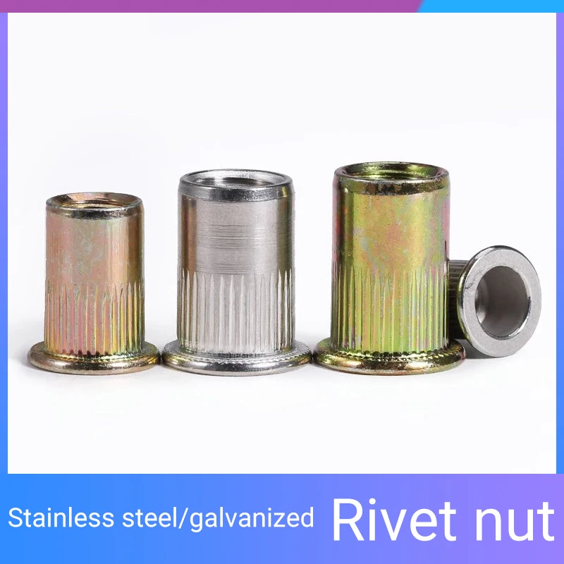 20/50pcs Blind Rivet Nut Stainless Steel Rivnut M3 M4 M5 M6 M8 M10 M12 Zinc Plated Threaded Inserts for Housings Panels