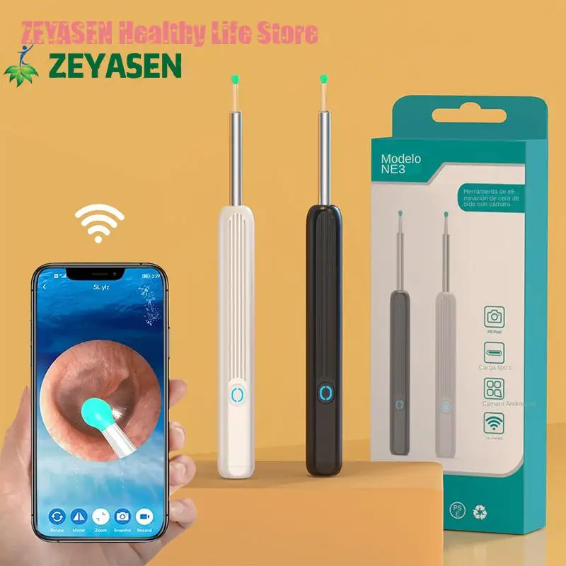 

Zeyasen Ne3 Ear Cleaner High Precision Ear Wax Removal Tool With Camera Led Light Wireless Otoscope Smart Ear Cleaning Kit