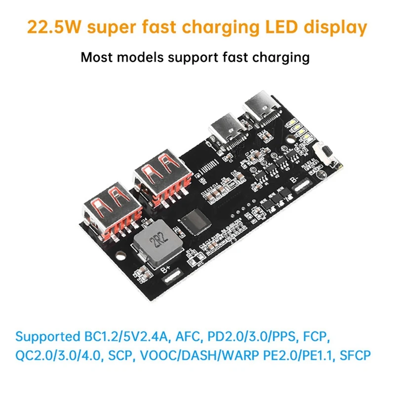 Full Protocol 22.5W Quick Charging Mobile Power Module QC4.0 Type-C USB Mobile Power Bank Circuit Diy Motherboard