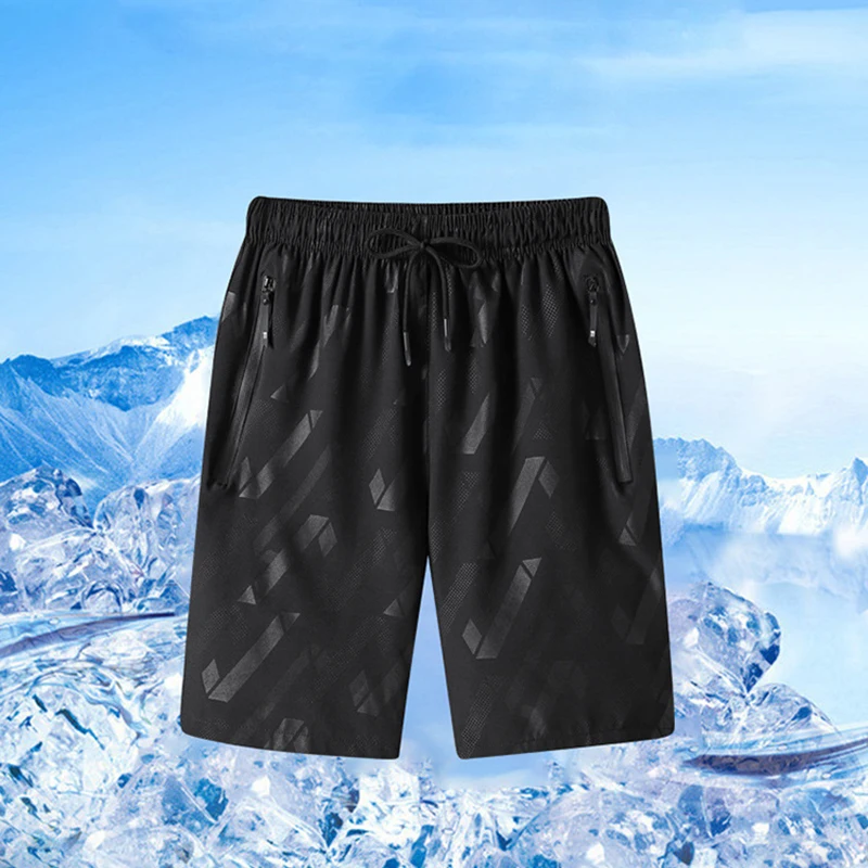 

Шорты мужские быстросохнущие до колен, тонкие свободные бриджи, Спортивные Повседневные с прямыми штанинами, с принтом, черные, лето 2023