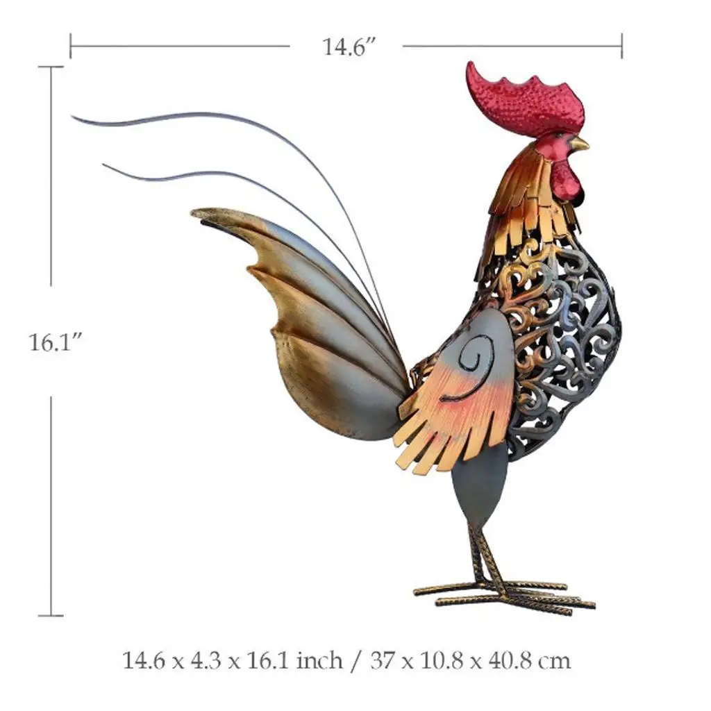 Żeliwny wysoki kogucik posąg kogut rzeźba ogrodowa figurka ozdoba