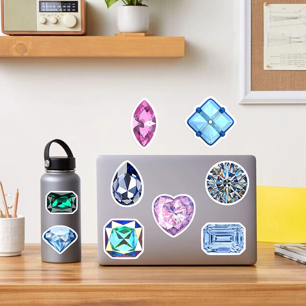 Colorful Lucky Gem Graffiti Stickers Diamond Aesthetic PVC for Laptop DIY Diary Luggage Skateboard Graffiti Decals Childs Toys