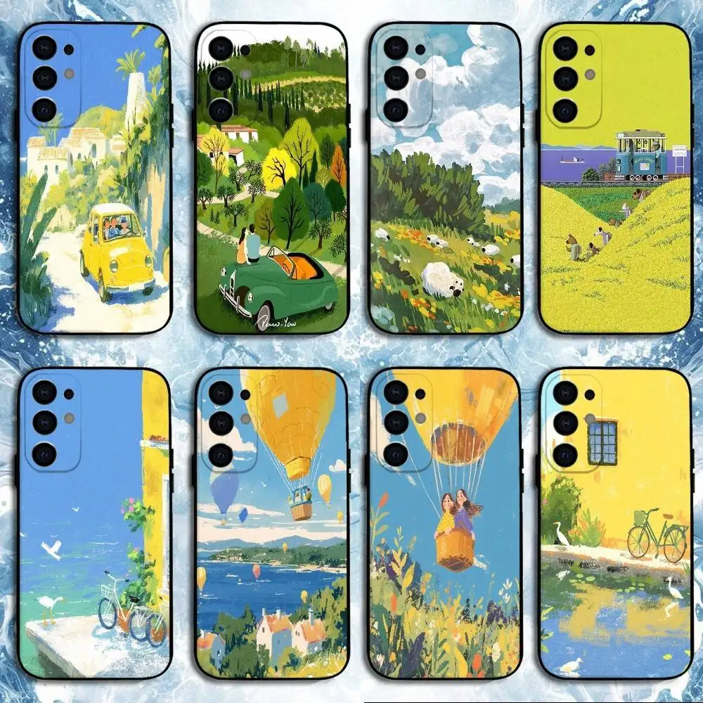 

Gouache Landscape Painting Phone Case For Samsung S25,S24,S23,S22,S21,S20,Plus,Fe,Lite,Others Black Cover