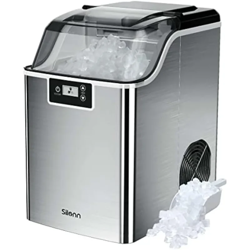 

Silonn Compact Nugget Ice Maker，44lbs/Day Pellet Ice Maker Machine with Timer & Self-Cleaning Function, Portable Countertop Ice