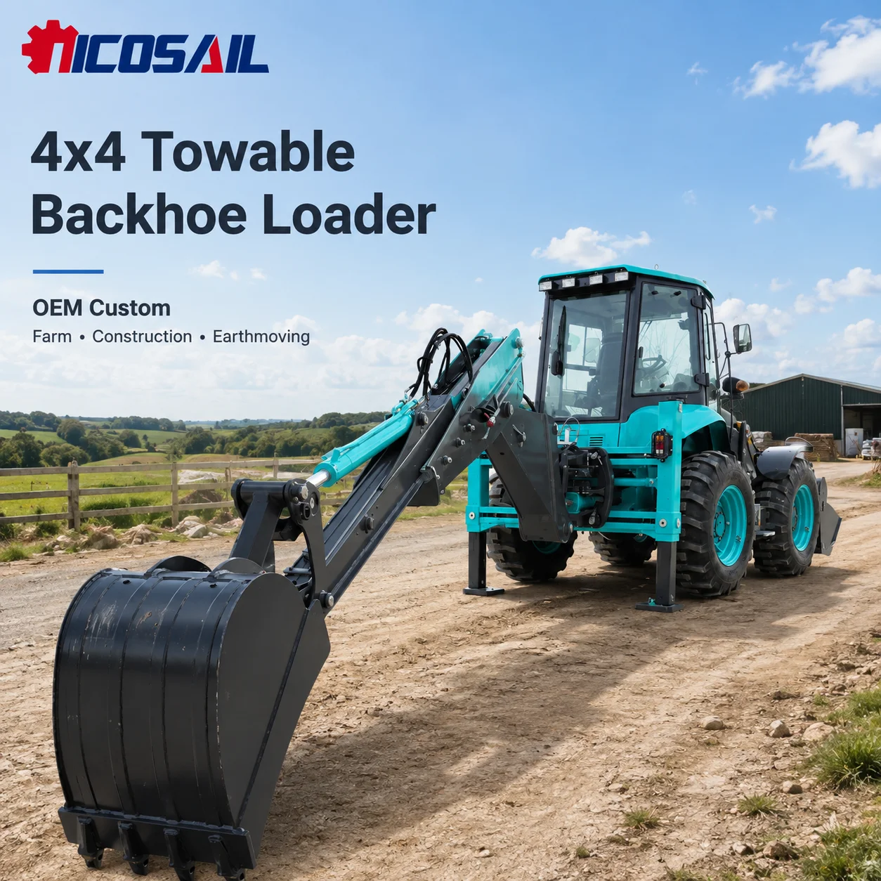 Tractor Backhoe - OEM Özel Üretim 4x4 Çekilebilir Kazıcı