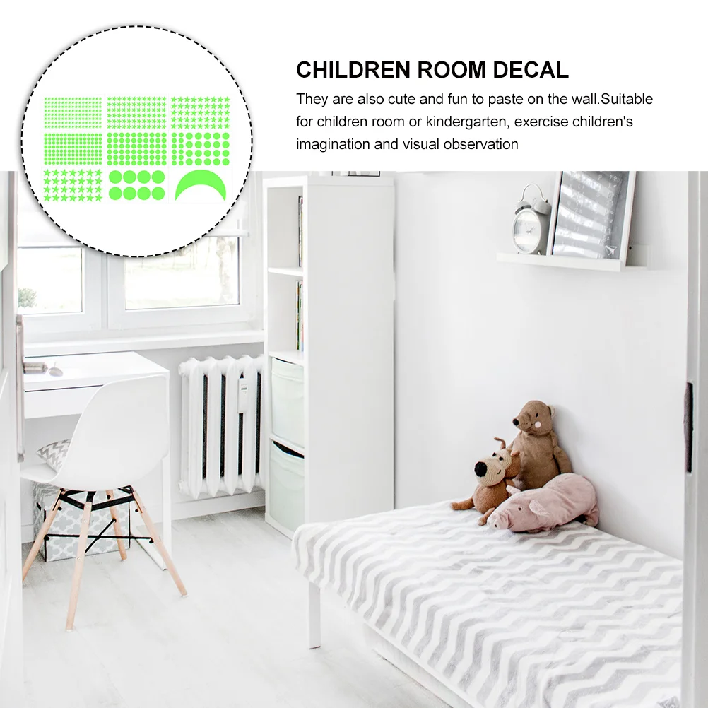 

9 pcs Luminous Wall Stickers Moon Star Children Room Decal Glow In The Dark Roof Decoration For Bedroom Study Kindergarten
