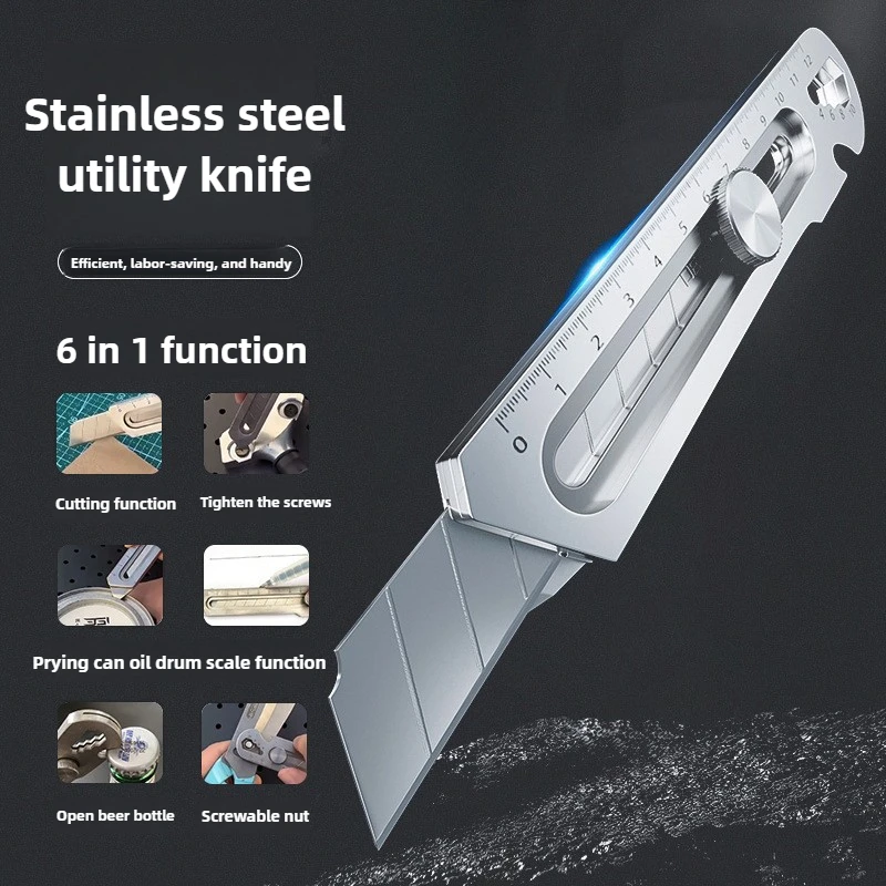 سكينة متعدّد الاستخدامات من الفولاذ المقاوم للصدأ سكين جيب سريع مع مشبك حزام شفرة حادة أدوات يدوية للقطع للأغراض العامة #4