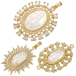 Christian Virgin Mary Charms Gold-plated Brass Pendant for Women DIY Handmade Necklace Charms Jewelry Accessories:VD1184