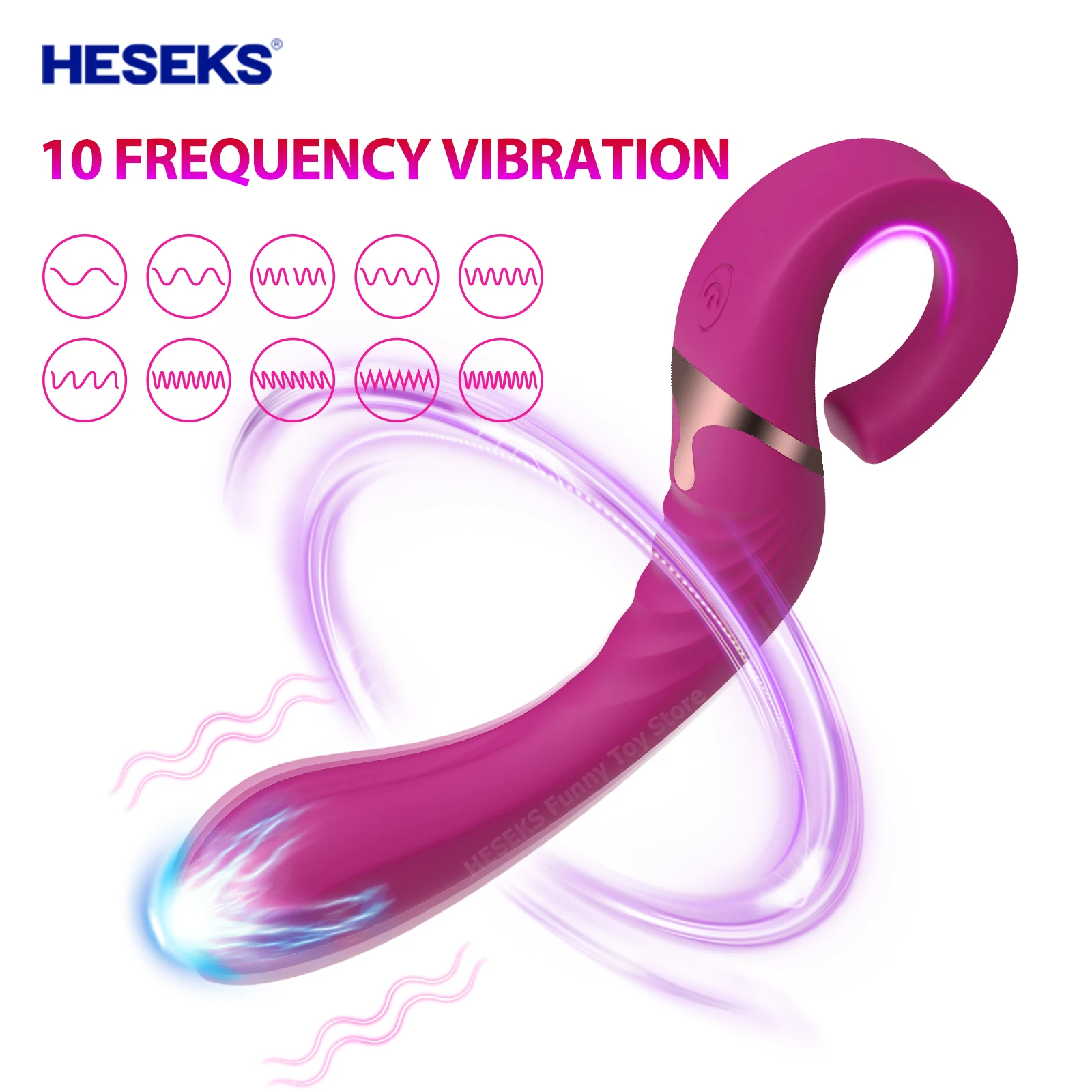 

HESEKS Curved Wand Vibrator G Spot 10 Vibration Handheld Realistic Dildo Adult Sex Toys Clitoris Stimulator for Women Couples